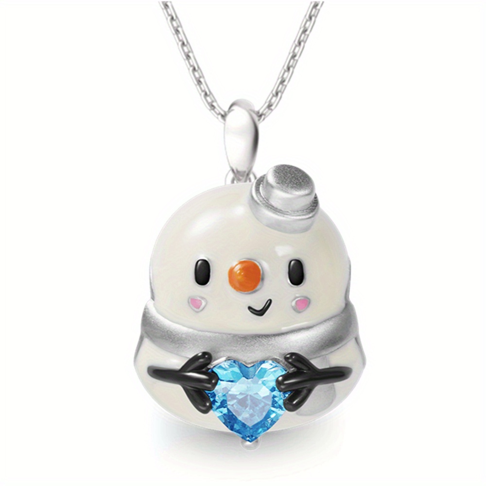  2023 New Christmas Snowman Time Gem Necklace Pendant Sweater  Chain Clavicle Chain Small Crystal Necklace (G, One Size) : Pet Supplies