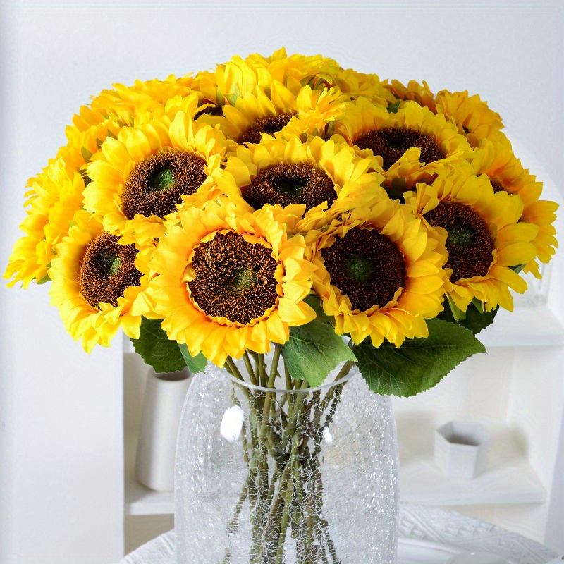 Composizione floreale di girasoli finti SILKE in vaso decorativo, giallo,  20cm, Ø10cm