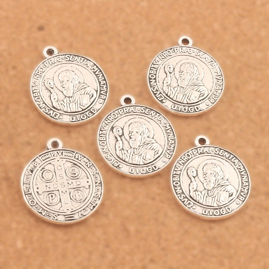 Saint Benedict Medal 1 - Antique or Vintage Catholic Medallion, Necklace  Pendant, Bracelet Charm, Sterling Silver or Bronze