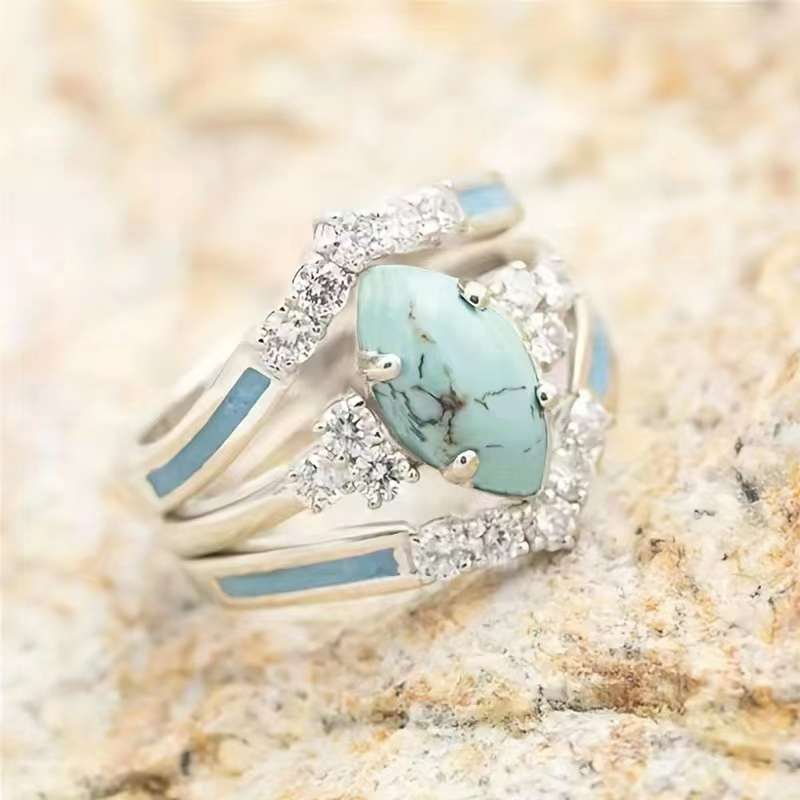 Unisex turquoise sale wedding ring