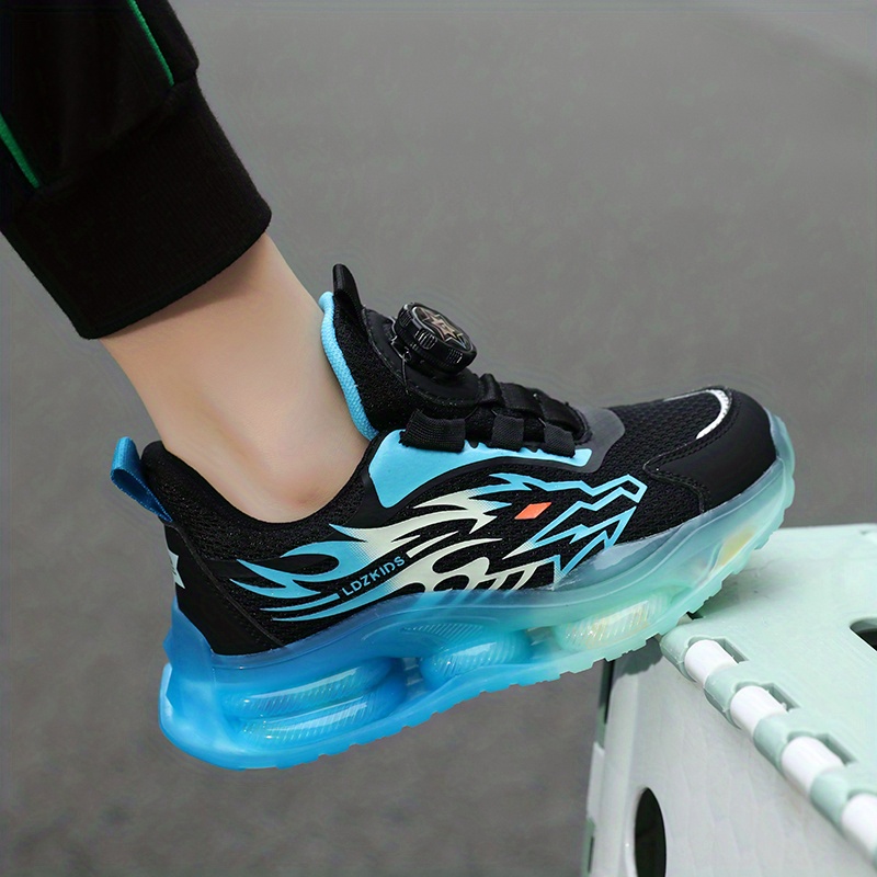 Image of Boys' Breathable Sneakers With Spin Closure - Lightweight Low-top Sneaker Shoes Suitable For, & Casual Attire - Md Sole & Fabric Upper, Comfortable Shoes For Boys ()
