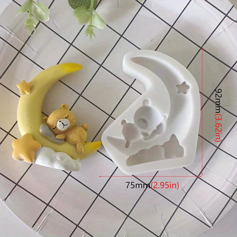1pc, Moon Bear Chocolate Mold, 3d Silicone Mold, Cute Kawaii Candy Mold, Fondant Mold, Baking Tools, Kitchen Gadgets, Kitchen Accessories