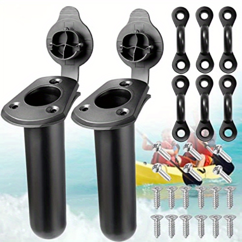 2pcs Durable Kayak Fishing Rod Holder with Pad Eyes and Screws - Essential  Accessory for Kayak, Fishing Boat, and Canoe Fishing