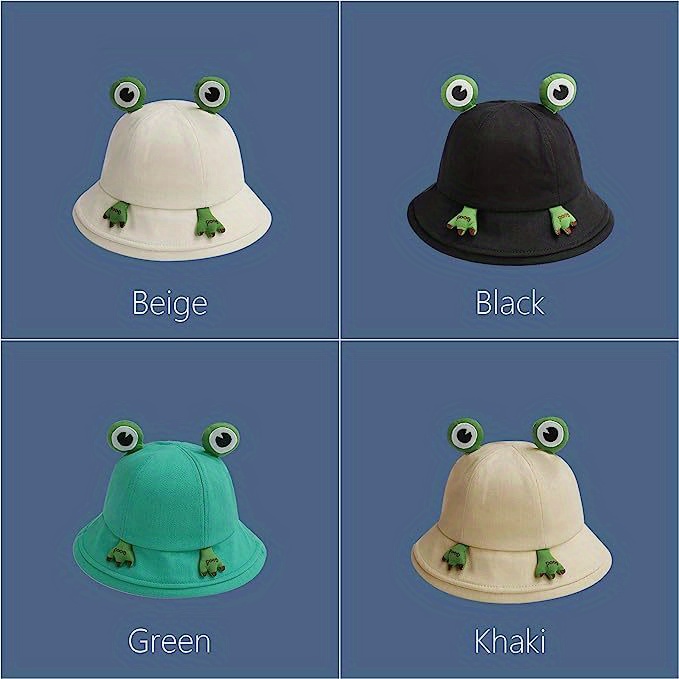 Frog Hat for Adult Teens, Cute Frog Bucket Hat Funny Hat Fisherman