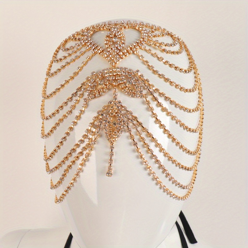 Rhinestone Hair Chain Jewelry Silvery Headpieces Long Tassel