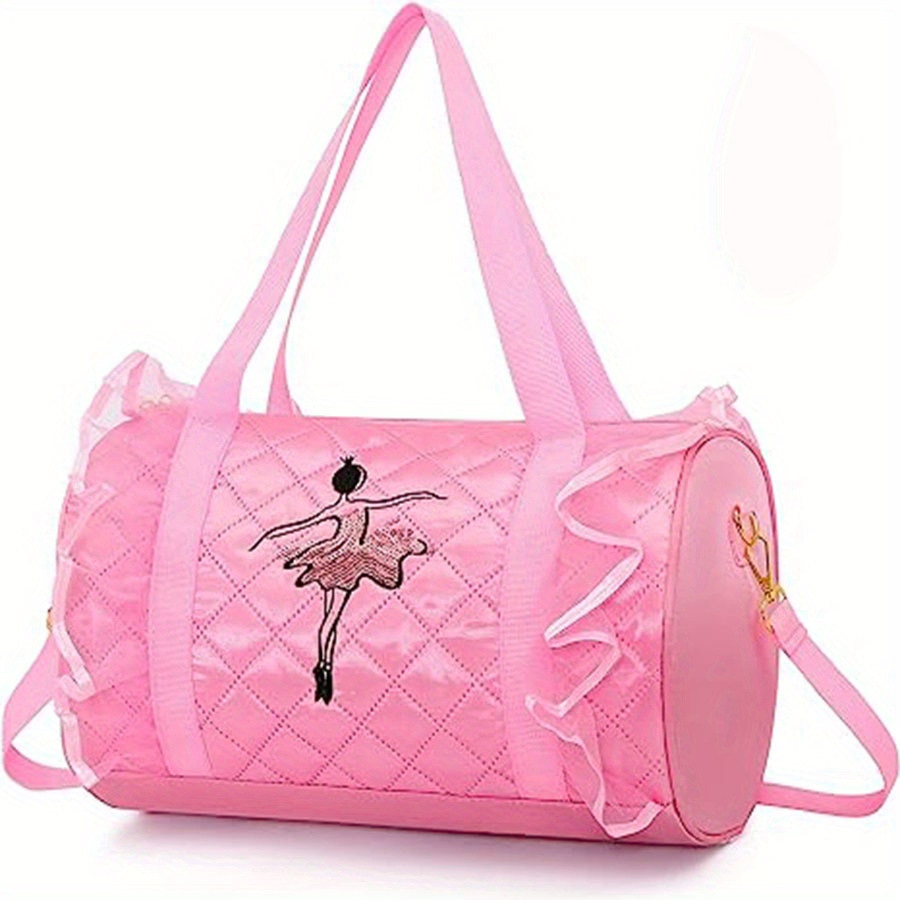 pink ballet themed duffel bag ballerina illustration - Temu