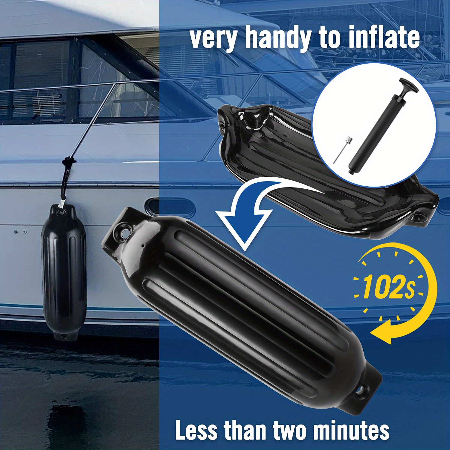 Heavy Duty Marine Fender Protect Boat Damage Durable Bumper | Free ...