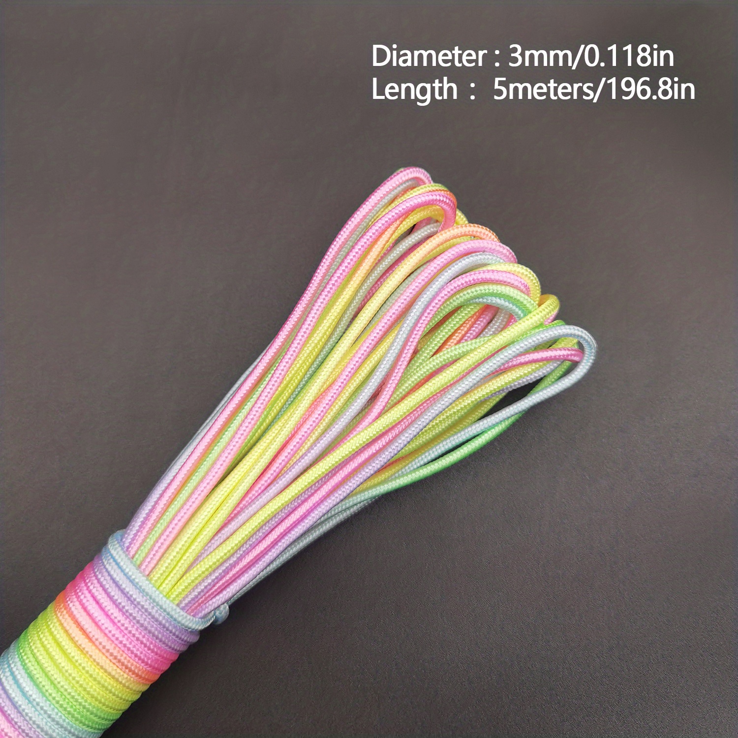 16 4ft Rainbow Cord Rope 7 Strands For Bracelet Accessories 2mm 3mm 4mm  Diameter - Sports & Outdoors - Temu Canada
