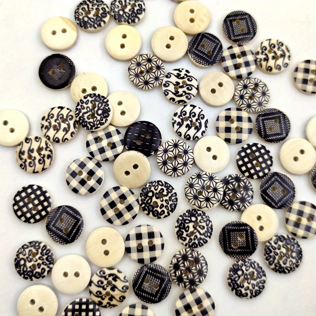 50PCS DIY Wooden Buttons Sewing Accessories Buttons For Shirt