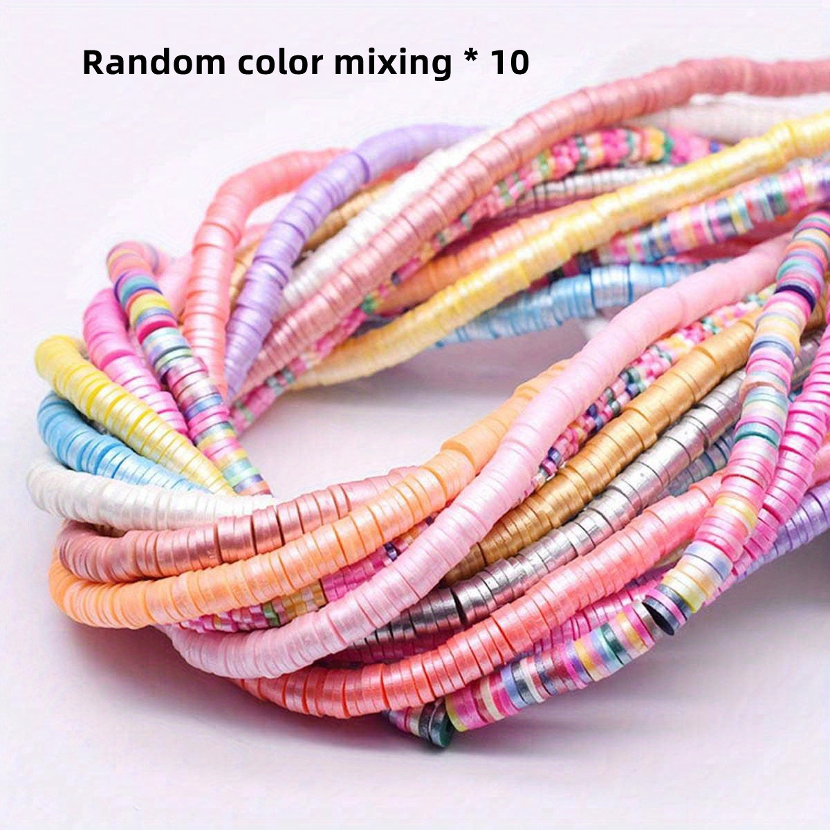 10pcs 0.24inch Rainbow Soft Clay Strips Flat Round Polymer Clay Beads  Debris Plate Loose Spacing Handmade Bohemian Sliced Beads For DIY Jewelry  Making