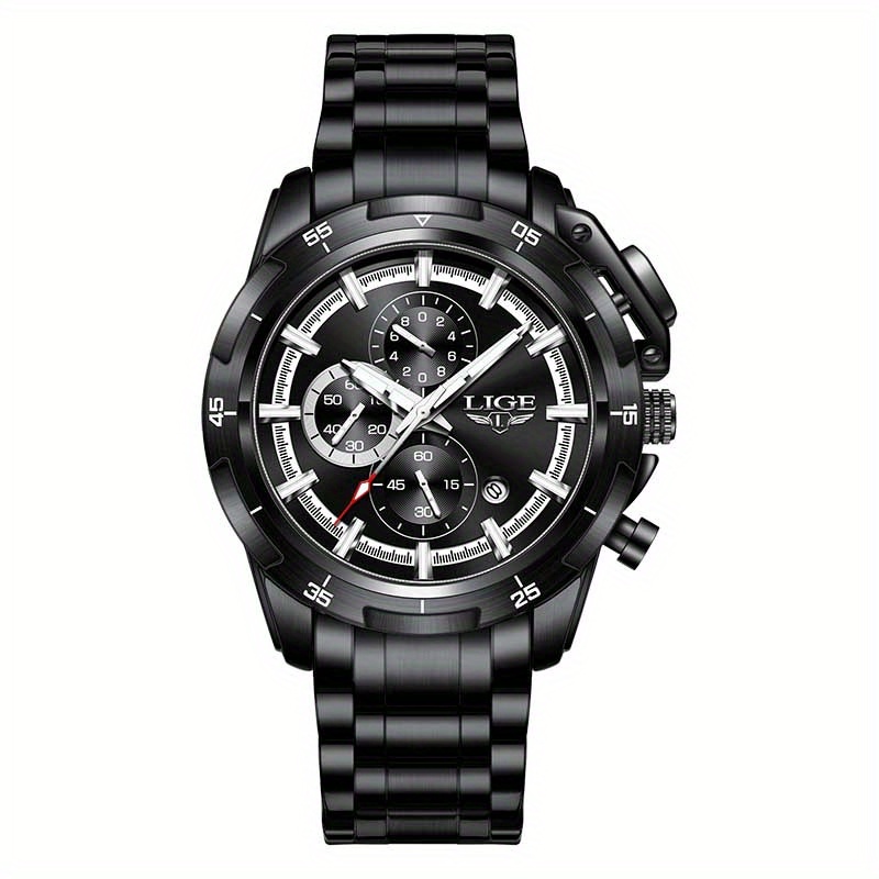Omeaga Stainless Mens Black Watch Mechanical Steel Dial Multi Function  Running Second Chronograph Movement Self Winding Casual Waterproof Watch  42mm From Bpwatchfactory, $218.49
