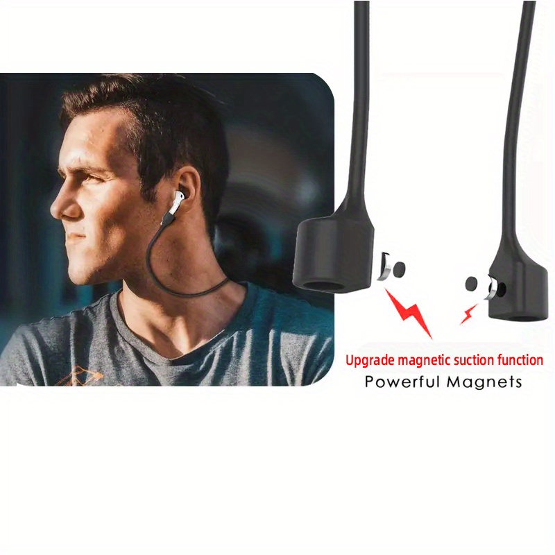 2pcs Magnetic Anti-Loss System for Wireless Wireless Earphones - Magnetic Suction Neck Strap with Anti-Slip Design, Secure Fit & Cord-Free Convenience for Running, Gym, Travel - Compatible with All Wireless Headphones (Earbud & In-Ear Models), Workout Accessory, Lightweight Accessory, Durable Material, Highquality Construction, Earphone Holder, Active Lifestyle, Fitness Enthusiasts