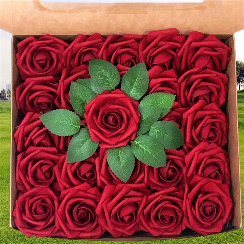 IPOPU 500pcs Mini Roses for Crafts Burgundy Flowers Artificial with Small  White Roses Foam Flowers Fake Flower Heads for Baby Shower Decorations  Table