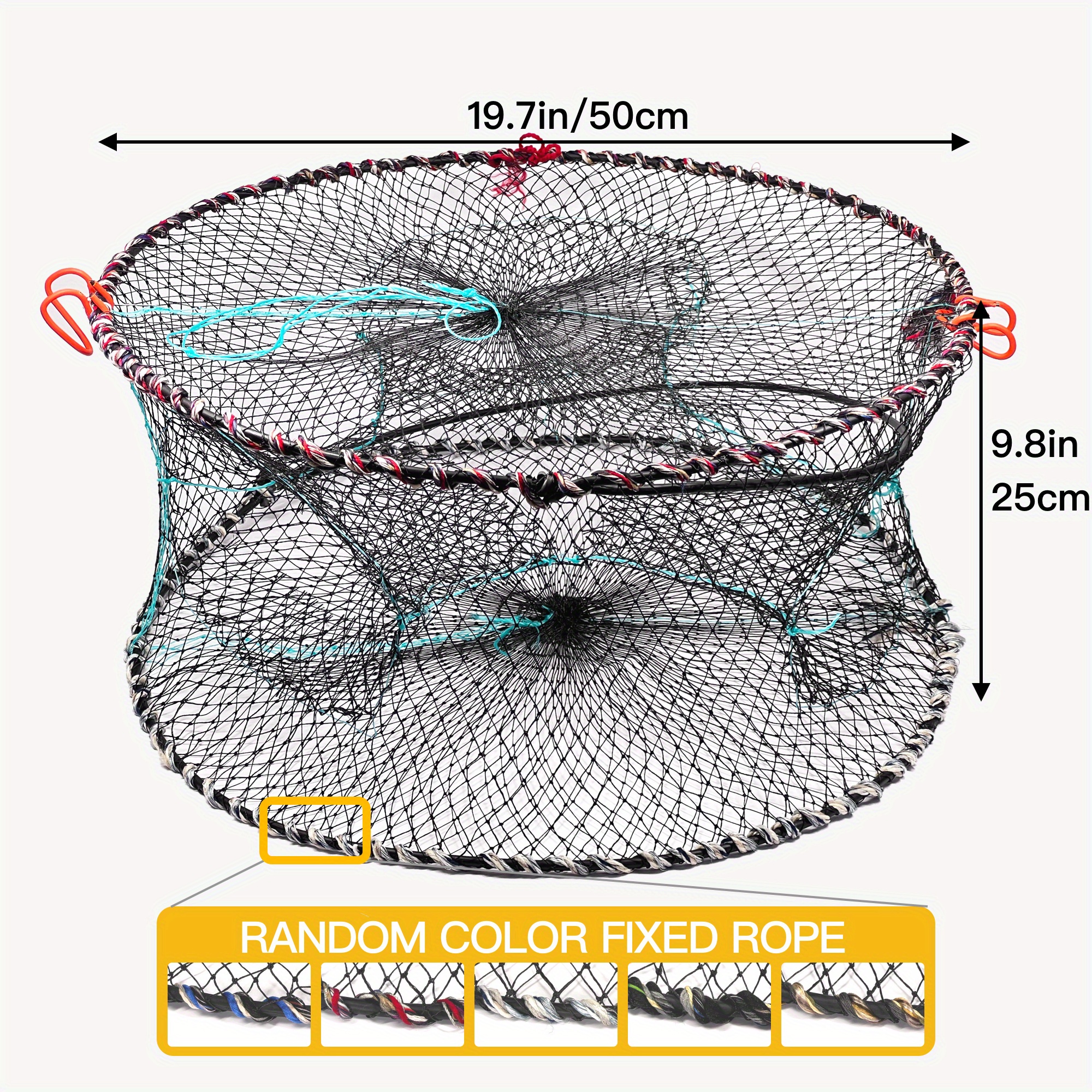 Zkenyao-net Fishing Foldable Drop Large Net, Nylon Durable Landing Fishing  Net, Prawn Bait Crab Shrimp Fish Trap Cast, Materials (Color : Green)