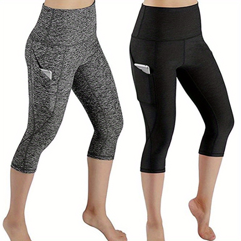 Women's Capri Yoga Pants With Pockets, Tummy Control Stretch Workout Capri  Leggings, Women's Activewear