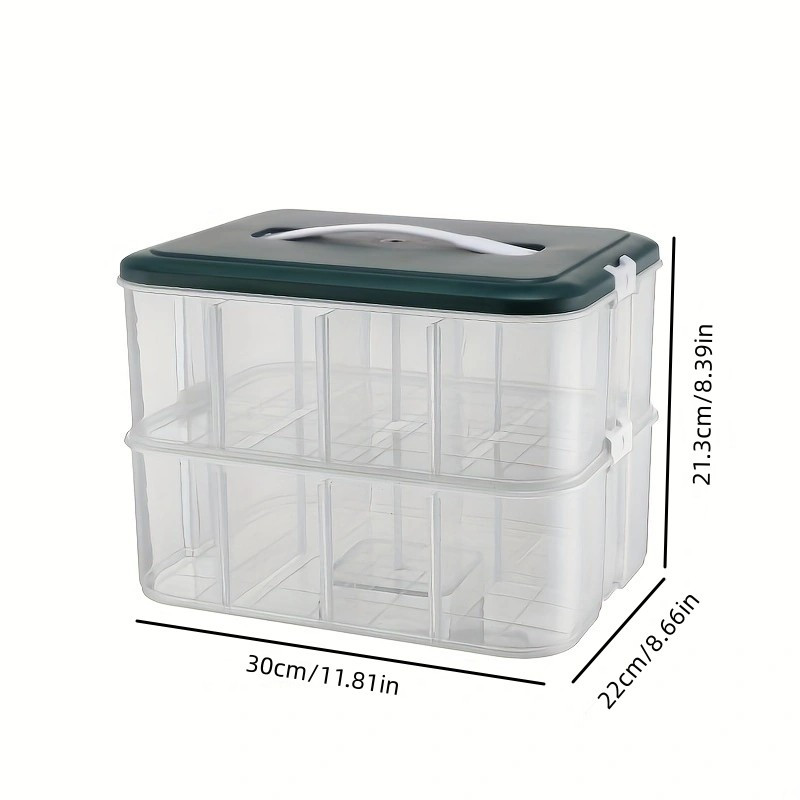 CELLA Set of 3 Clear Stackable Storage Bins with Dividers -White Linen  -K55293