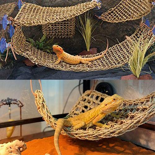 breathable reptile hammock bed ventilated chair with easy assembly for bearded dragons geckos lizards small decor reptile furniture woven texture design