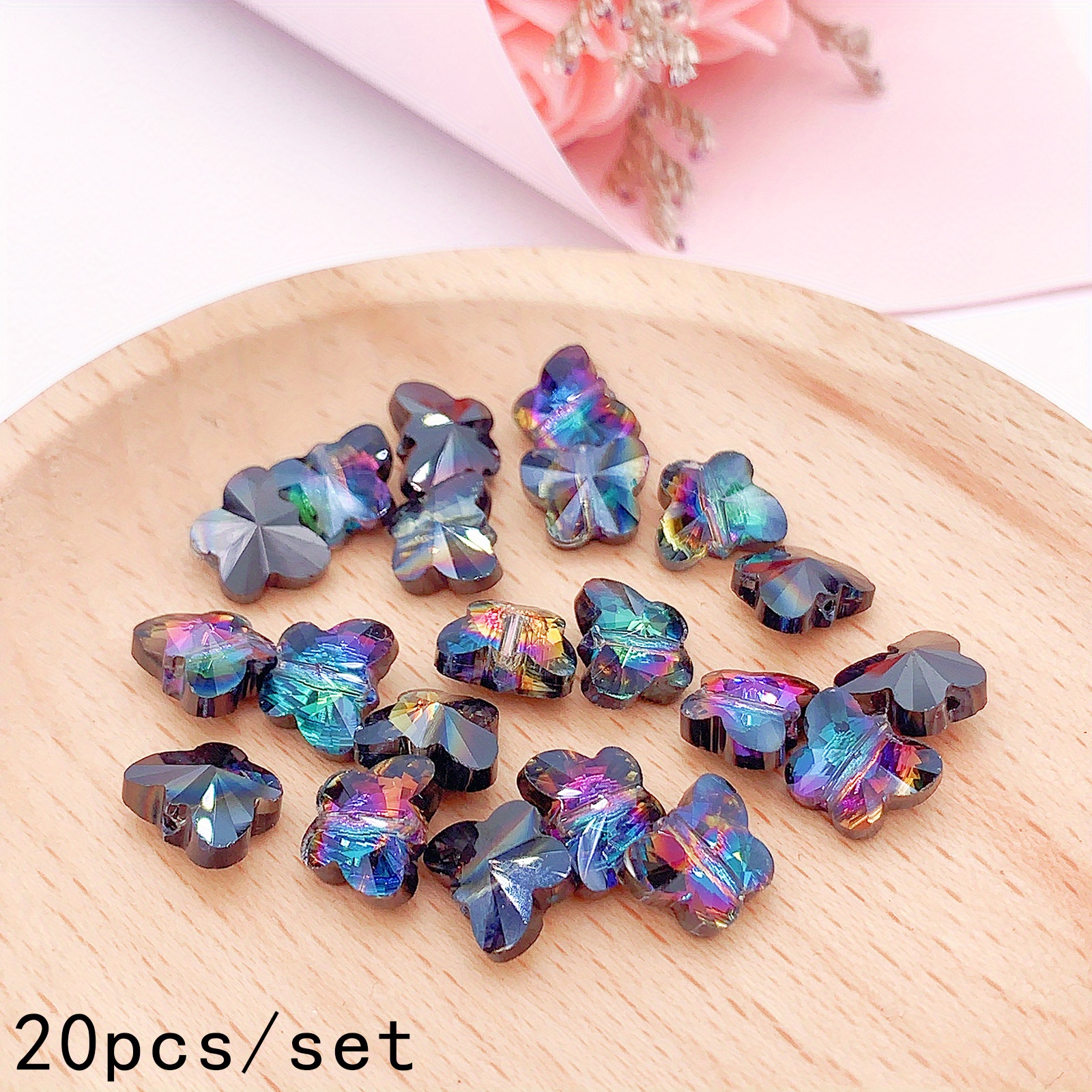 Yolev 200pcs Butterfly Beads Butterfly Crystal Beads for Jewelry Making  Bulk Butterfly Spacer Beads Butterfly Loose Beads for Earring Bracelet