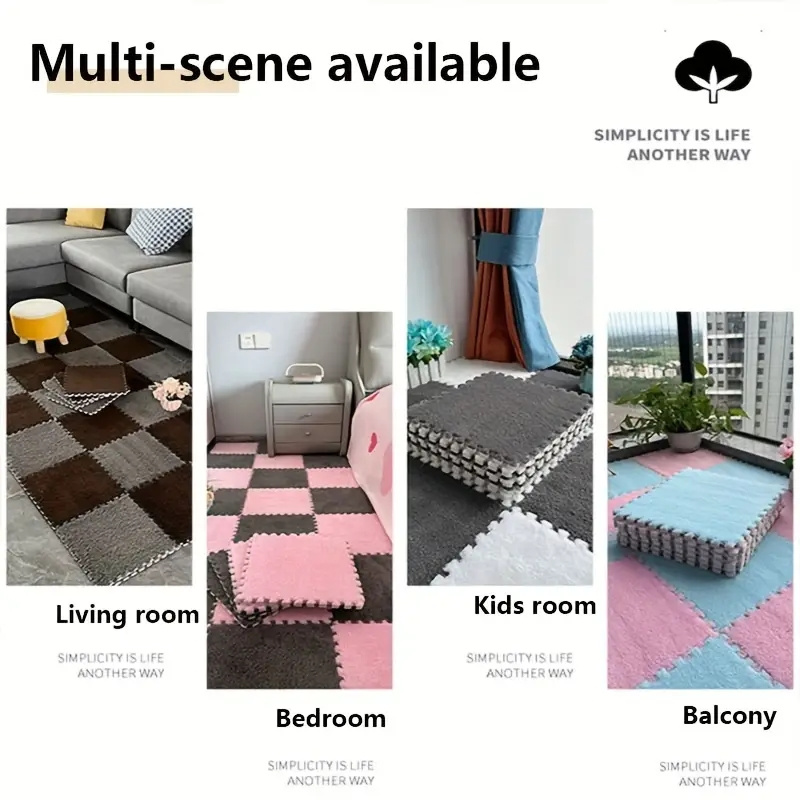 Simple Solid Color Floor Mat, Soft Plush Bath Rug, Patchwork Square Bath Mat,  Thickened Door Carpet For Home Living Room Bedroom, Home Decor - Temu