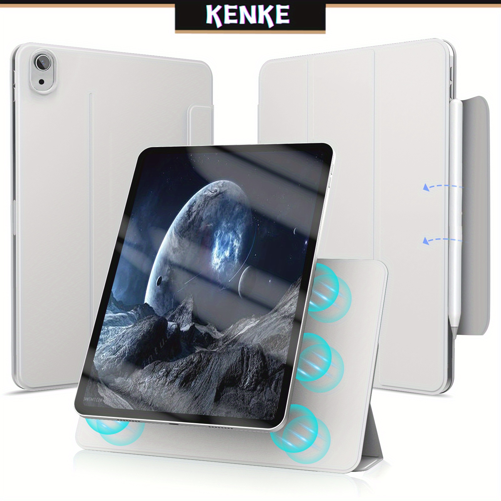 Kenke Case Patented Product Magnetic Double-sided Clip Borderless Case For  Ipad Air 5th Air 4th Generation 2022 2020 Ipad 10 Generation 3-in-1  Detachable Frameless Case Support Pencil Charging Auto Wake/sleep Rebound  Magnetic