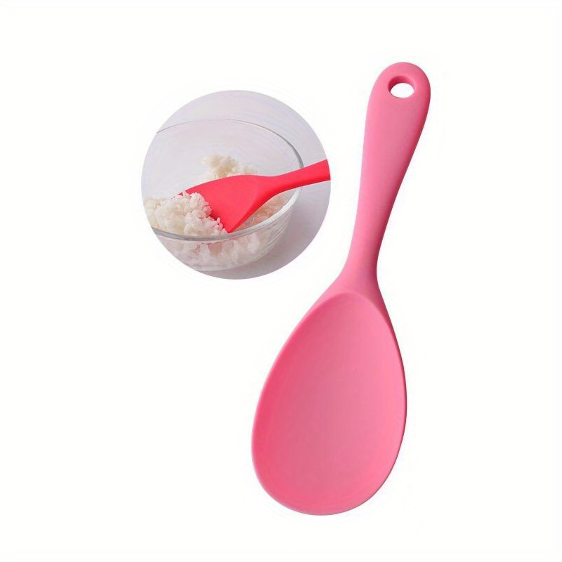 1 2pcs silicone rice paddle spoon non stick heat resistant rice spoon rice scooper rice spatula rice spoon paddle rice cooker spoon works for rice mashed potato or more kitchen gadgets black red pink
