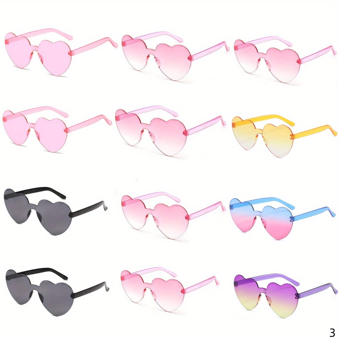 12 Pairs Heart Shaped Candy Sunglasses for Parties