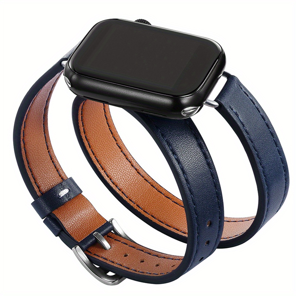 (Blue Butterfly) Patterned Leather Wristband Strap for Apple Watch Series  4/3/2/1 gen,Replacement for iWatch 38mm / 40mm Bands