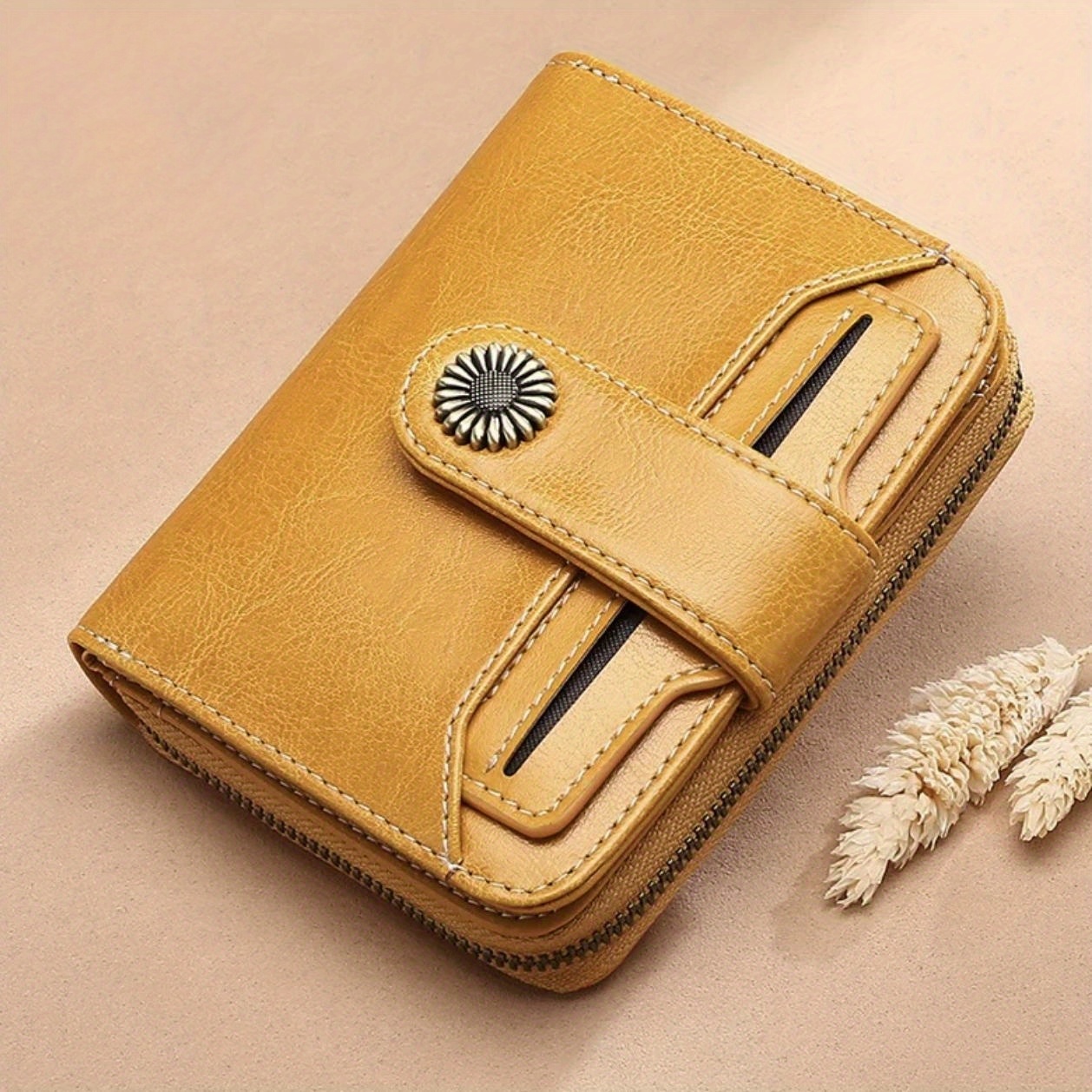Womens Short Wallet Small Lady Purse Bifold RFID Blocking Leather Zipper  Wallet Vintage Card Holder Elegant Clutch Wallet