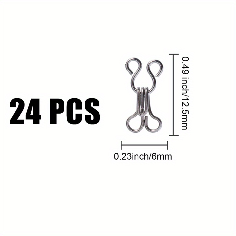 24pcs Sewing Hook And Eye Latch For Clothing, Bra Hooks Replacement, Large  Hooks And Eyes Clasps For Clothing, Sewing DIY Craft, 3 Sizes 23/17/12.5mm
