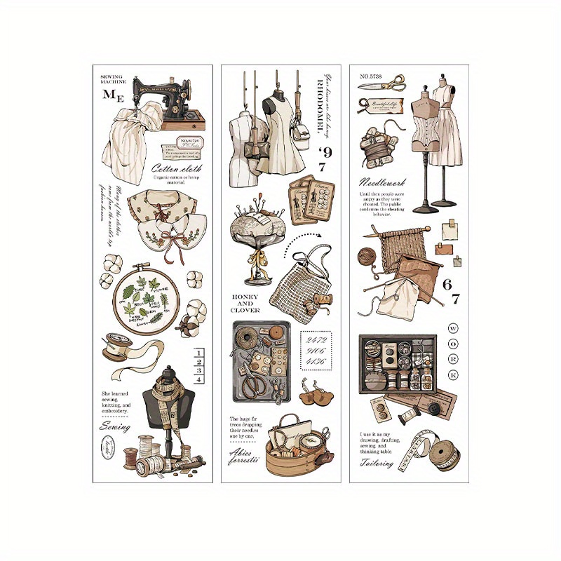 Vintage Furniture Sewing Desserts Pet Stickers Pack Diy - Temu