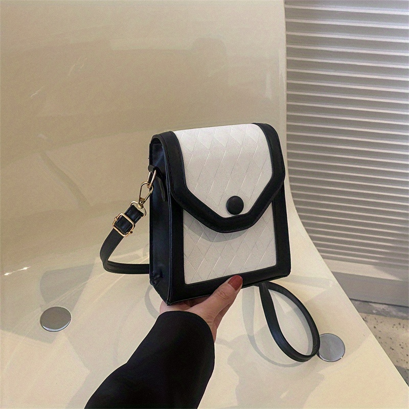 Simple Trendy Rhombus Pattern Pattern Bag, Colorblokc Flap Square Bag,  All-match Crossbody Bag - Temu