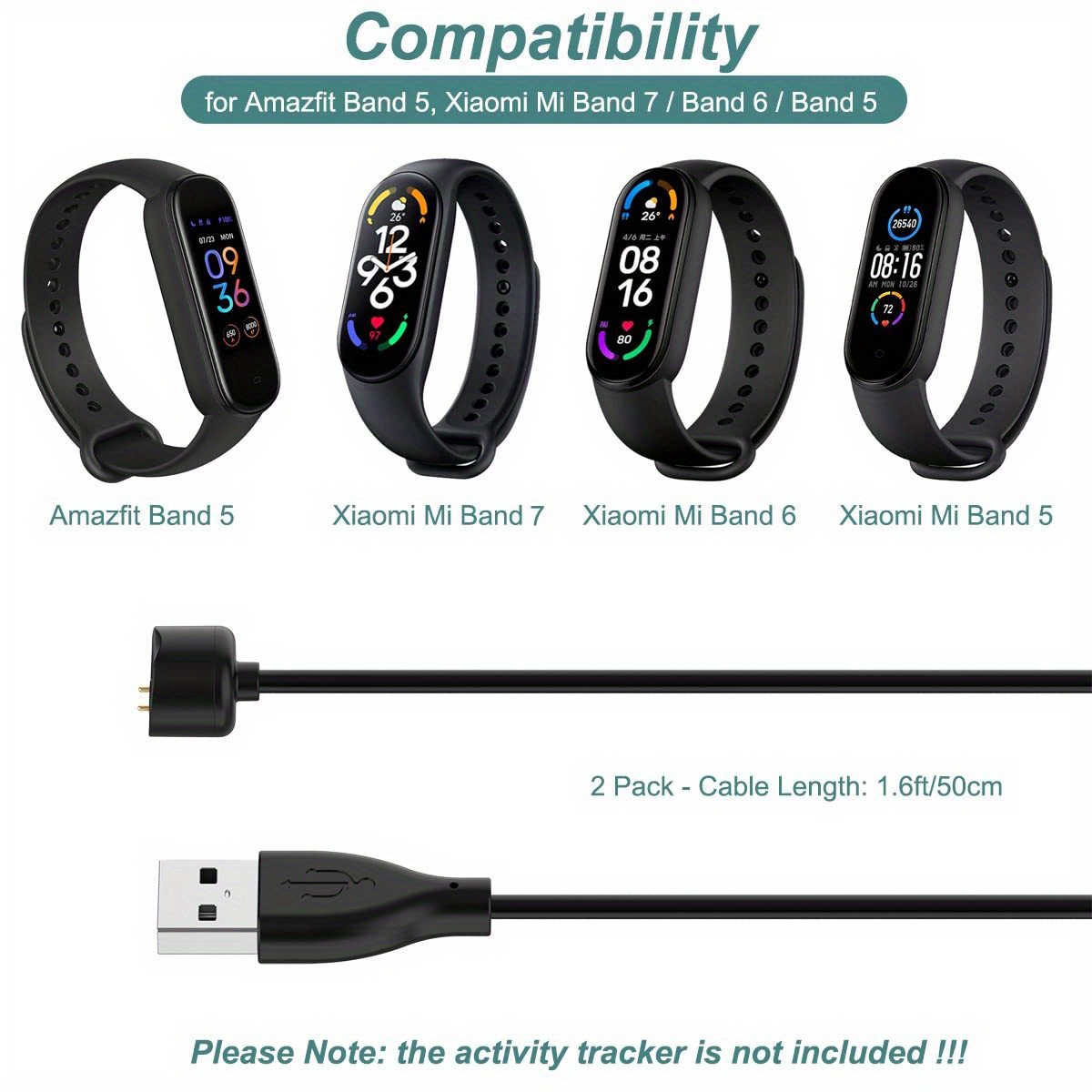  AWINNER Cable Compatible with Xiaomi Mi Band 5/6/7,Smartwatch  Replacement USB Charger Adapter Charge Cord Charging Dock for Mi Band 5/6/7  : Cell Phones & Accessories