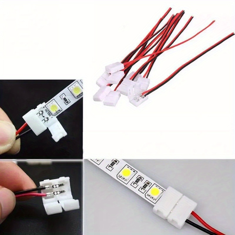 Connecteur clip 2 broches ruban à câble PCB 10mm