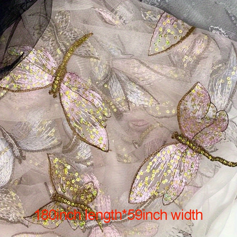 Butterfly Sequin Pattern Silk Organza Embroidery – Butterfly Fabrics NYC