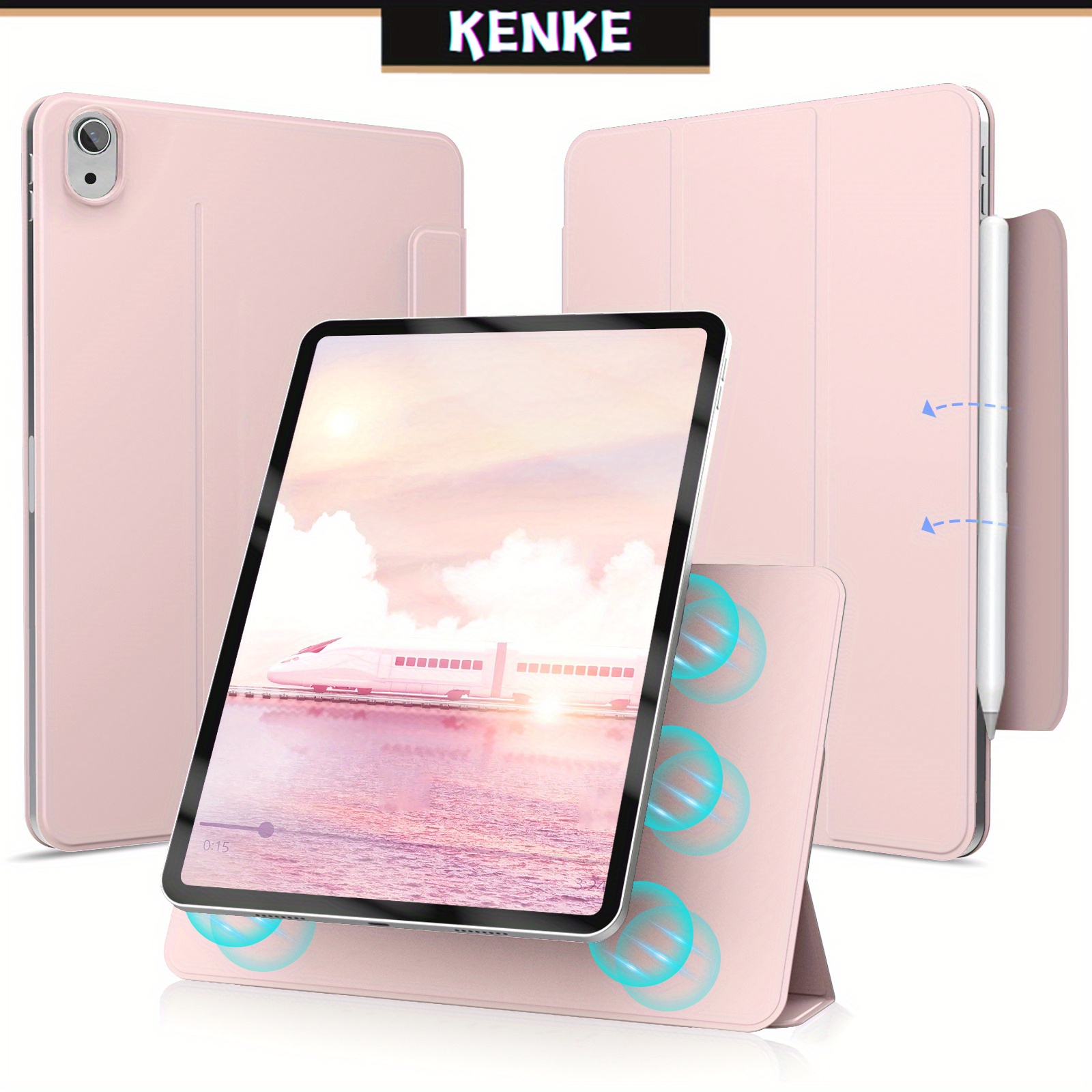 Kenke iPad Pro 11 Inch Case 4th/3rd/2nd Generation 2022/2021/2020 Support  2nd Pencil Charge Auto Wake/Sleep Hard Frosted Back Cover (Pink)