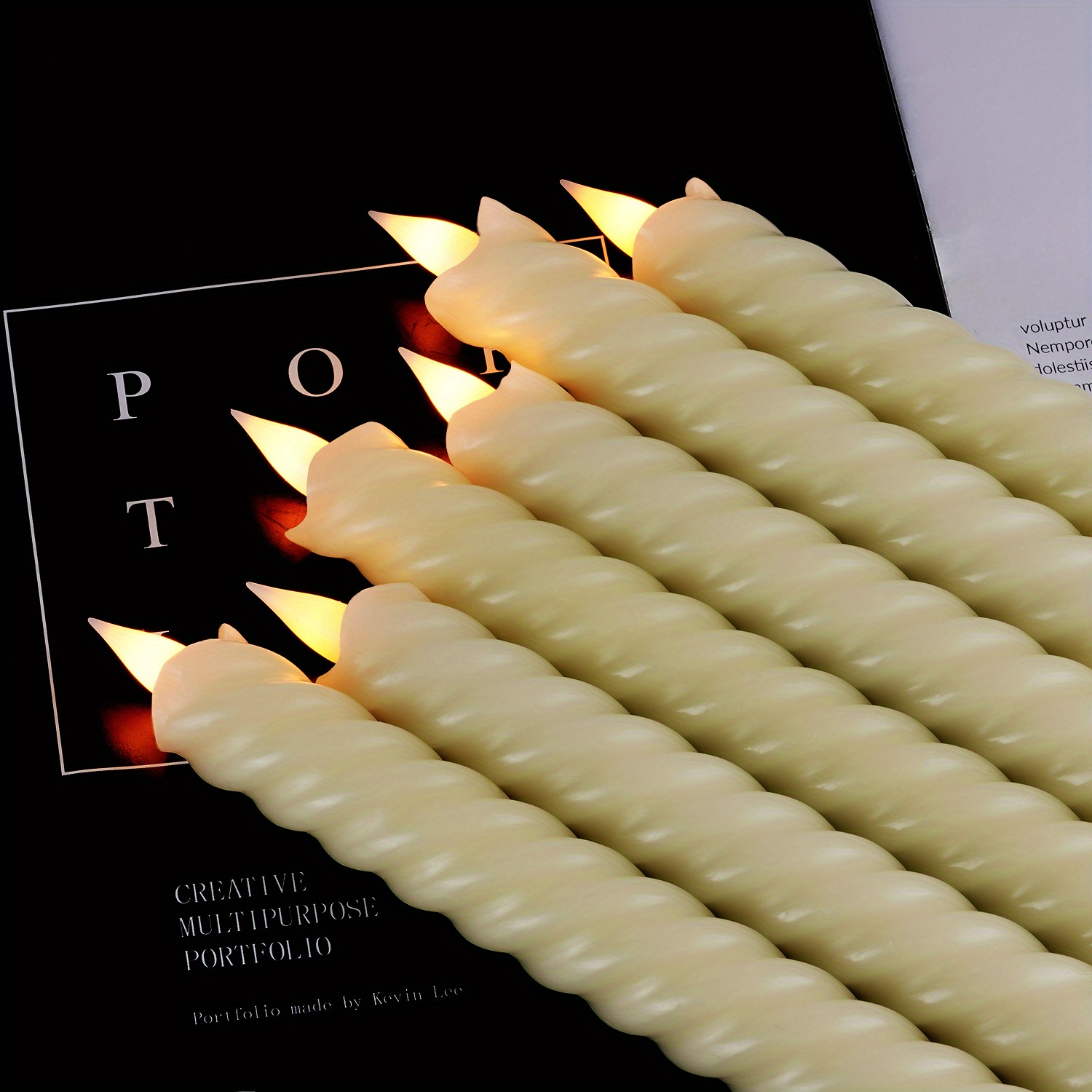 Ivory Led Taper Candles Light Real Wax Shell Twisted Temu