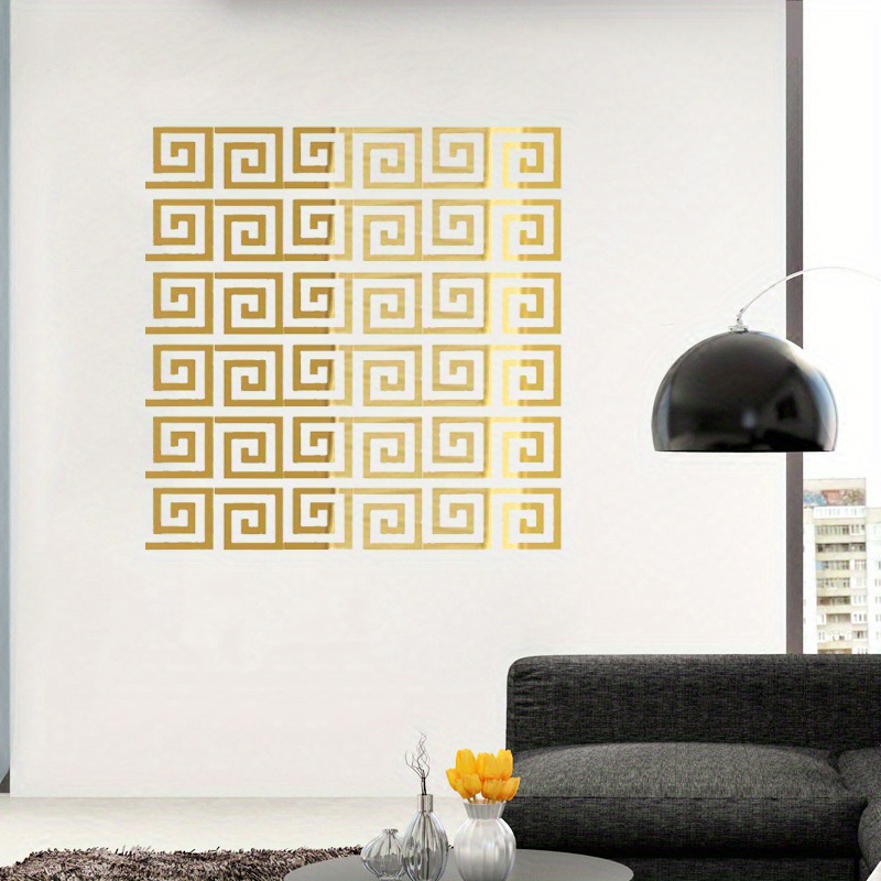 Modern Style Acrylic Mirror Wall Sticker Golden Internal - Temu