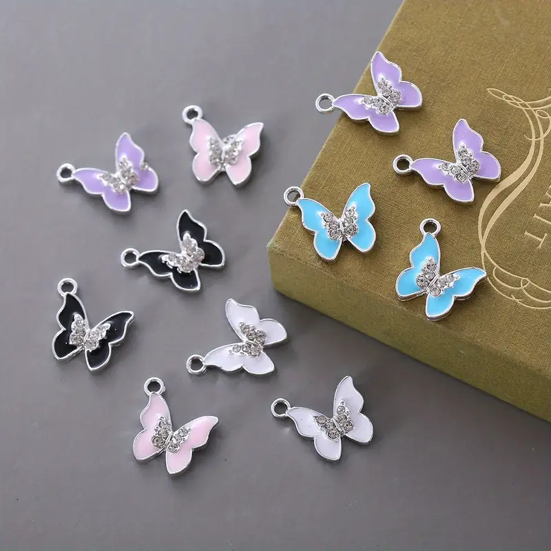 5 Colors Shining Exquisite Butterfly Design Alloy Enamel - Temu Australia