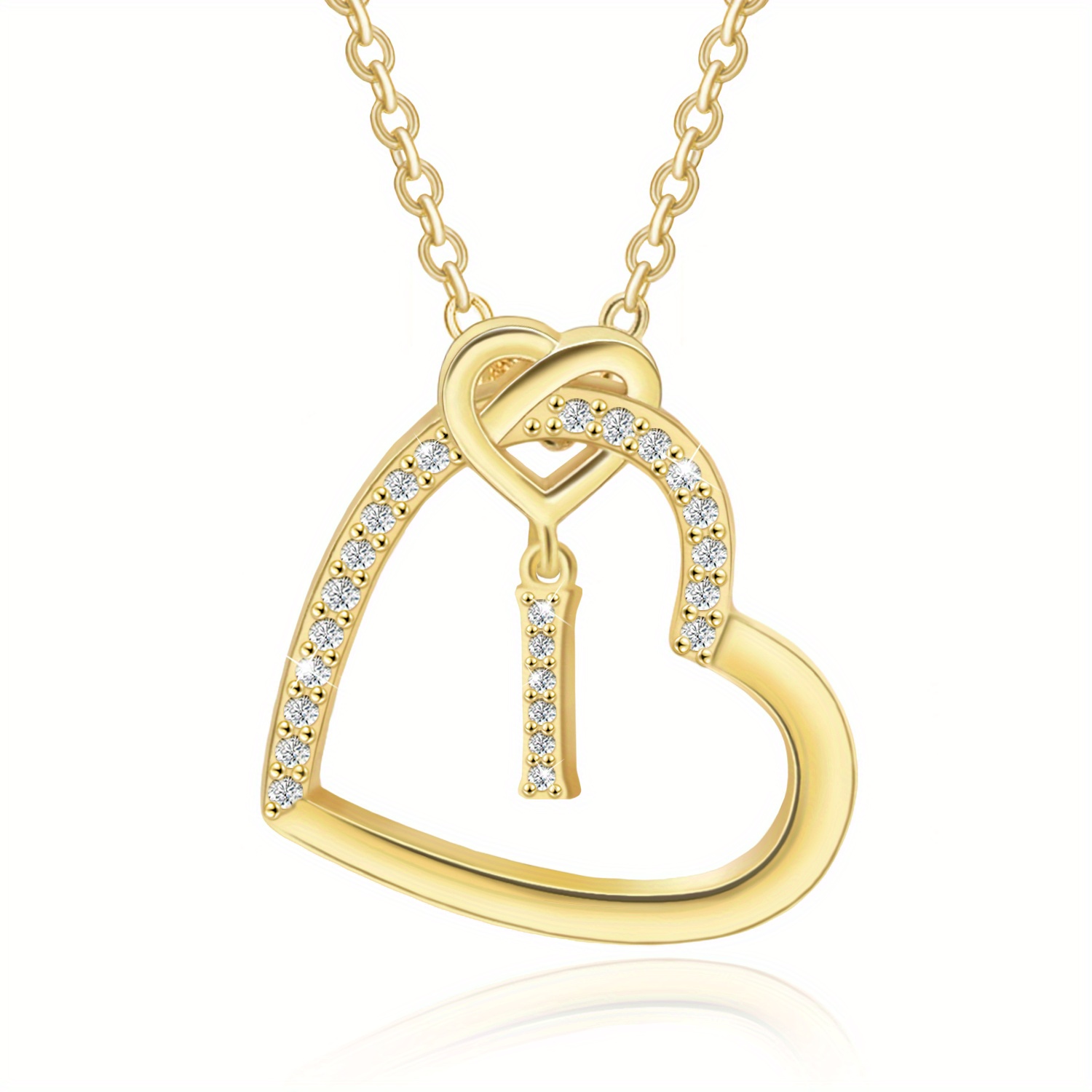 925 Sterling Silver 26 English Letter Love Heart Shape Pendant With Zircon  Plated Necklace Gift Female Accessories