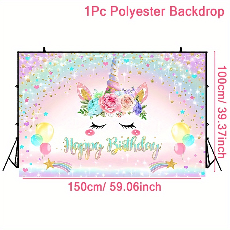 Unicorn Birthday Party Decoration Background Cloth, Rainbow ...