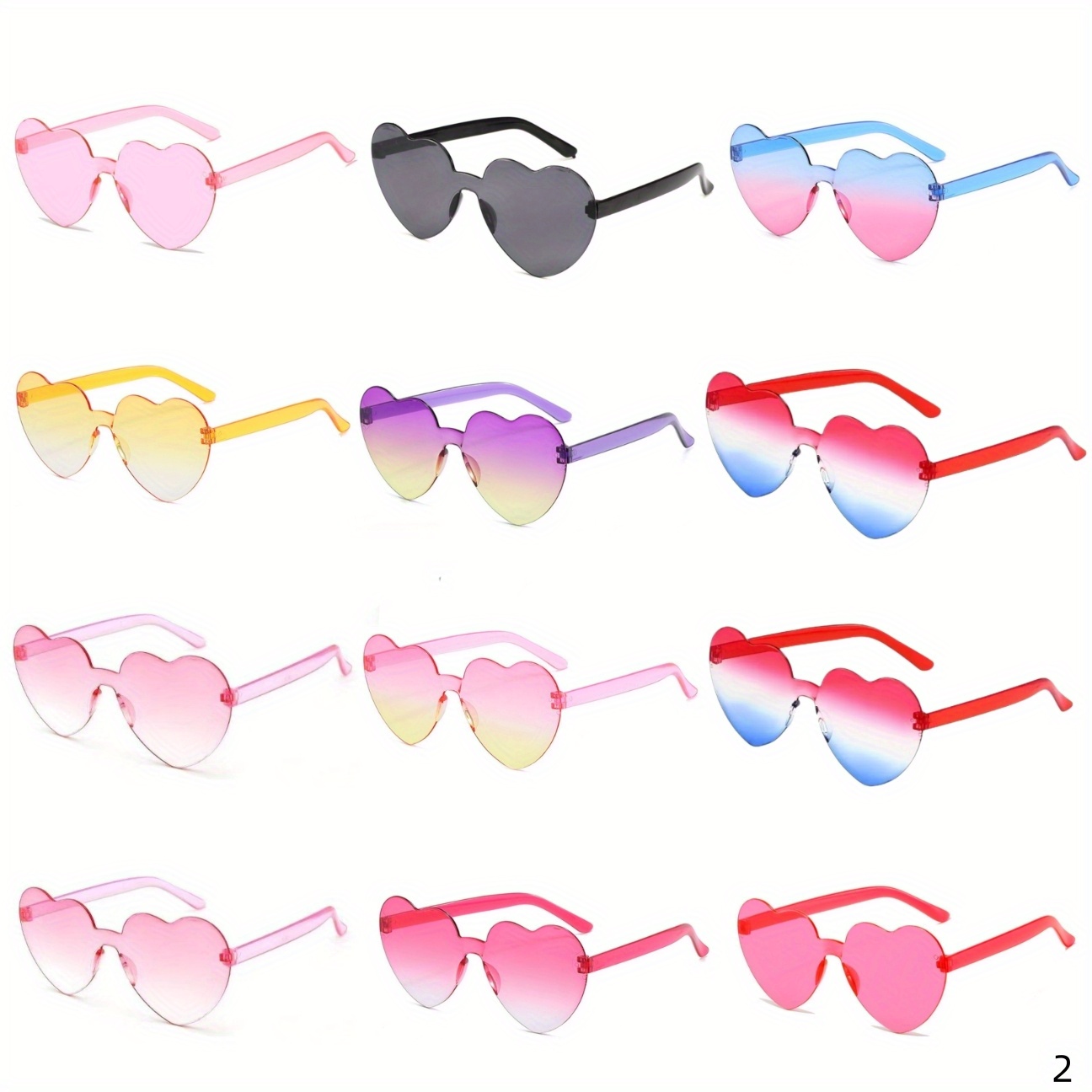 12 Pairs Heart Shaped Candy Sunglasses for Parties