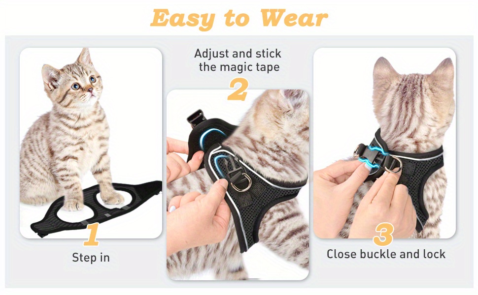 Demigreat Arnés para gatos – Arnés ajustable a prueba de escapes para  gatitos con tira reflectante, para caminar al aire libre, fácil control y  malla