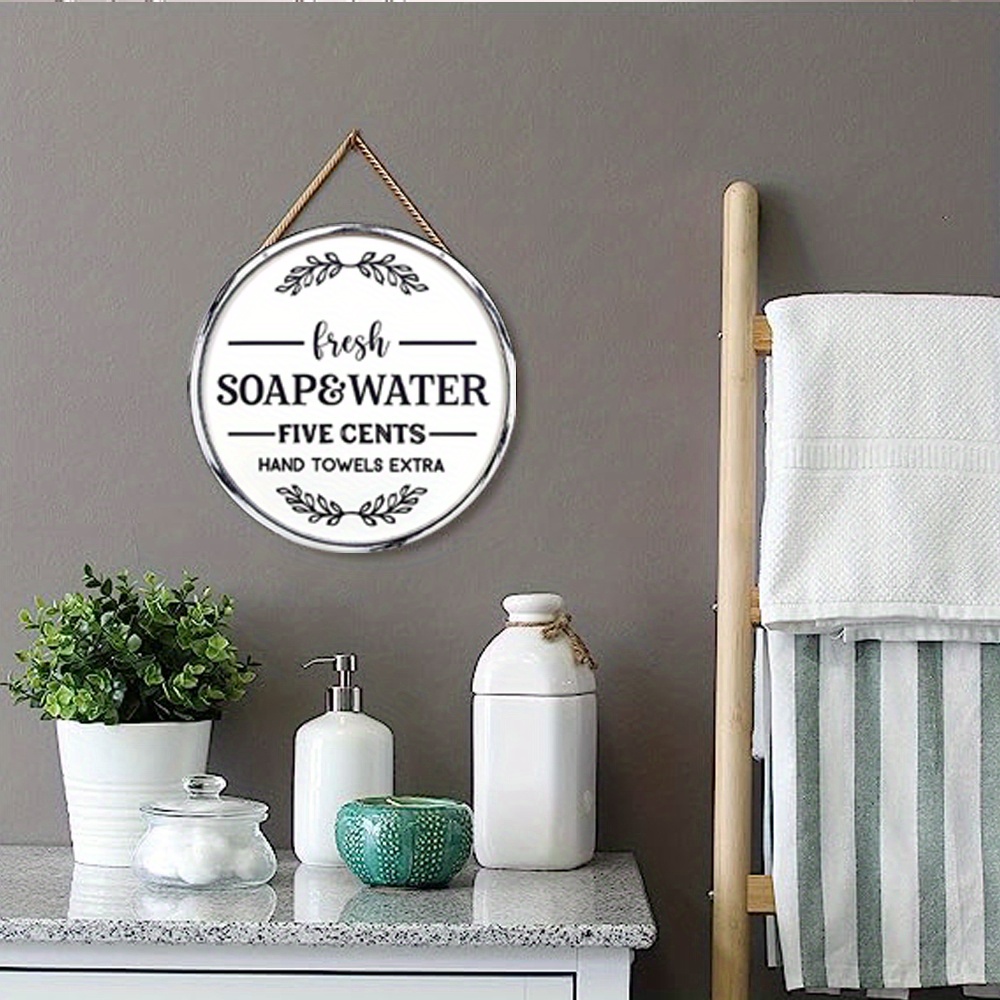 Farmhouse Bathroom Wall Decor Rustic Framed Round Wooden - Temu United ...