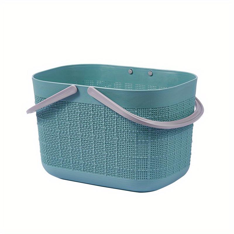 Self Draining Clear Storage Basket, Hollow Out Bath Basket With Handle,  Handheld Toiletries Basket For Bathroom, Cosmetics Portable Basket - Temu