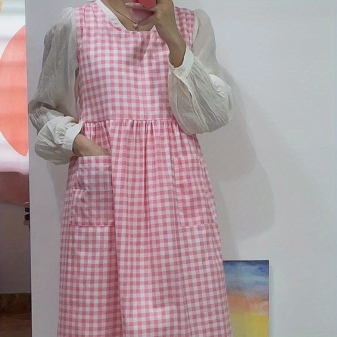 1pc Style Kids' Painting Apron, Color: Pink & Red