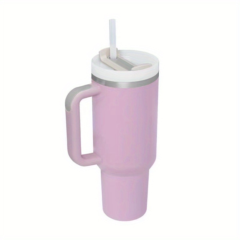 Insulated Straw Mug 40oz Tum-bler With Handle Portable Non-Spill Coffee  Travel Mug With Stainless Straw Thermos Water Bottle