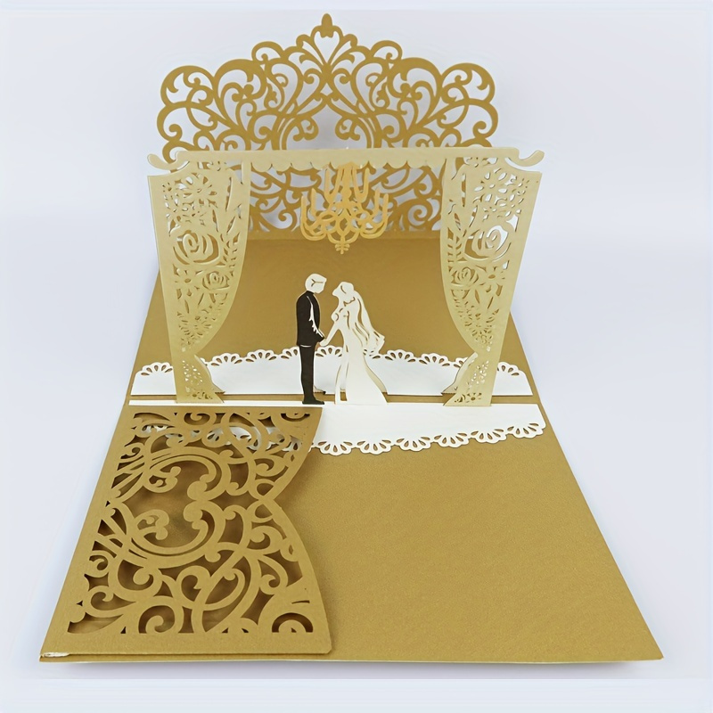 Laser-cut Folding Wooden Wedding Invitations With Hand-held Bags, Luxury  Wedding Cards With Envelopes And Floral Decorations, Message Card, Thank  You Card, Greeting Card, Blessing Card, Commemorative Card, Anniversary  Message Card - Temu
