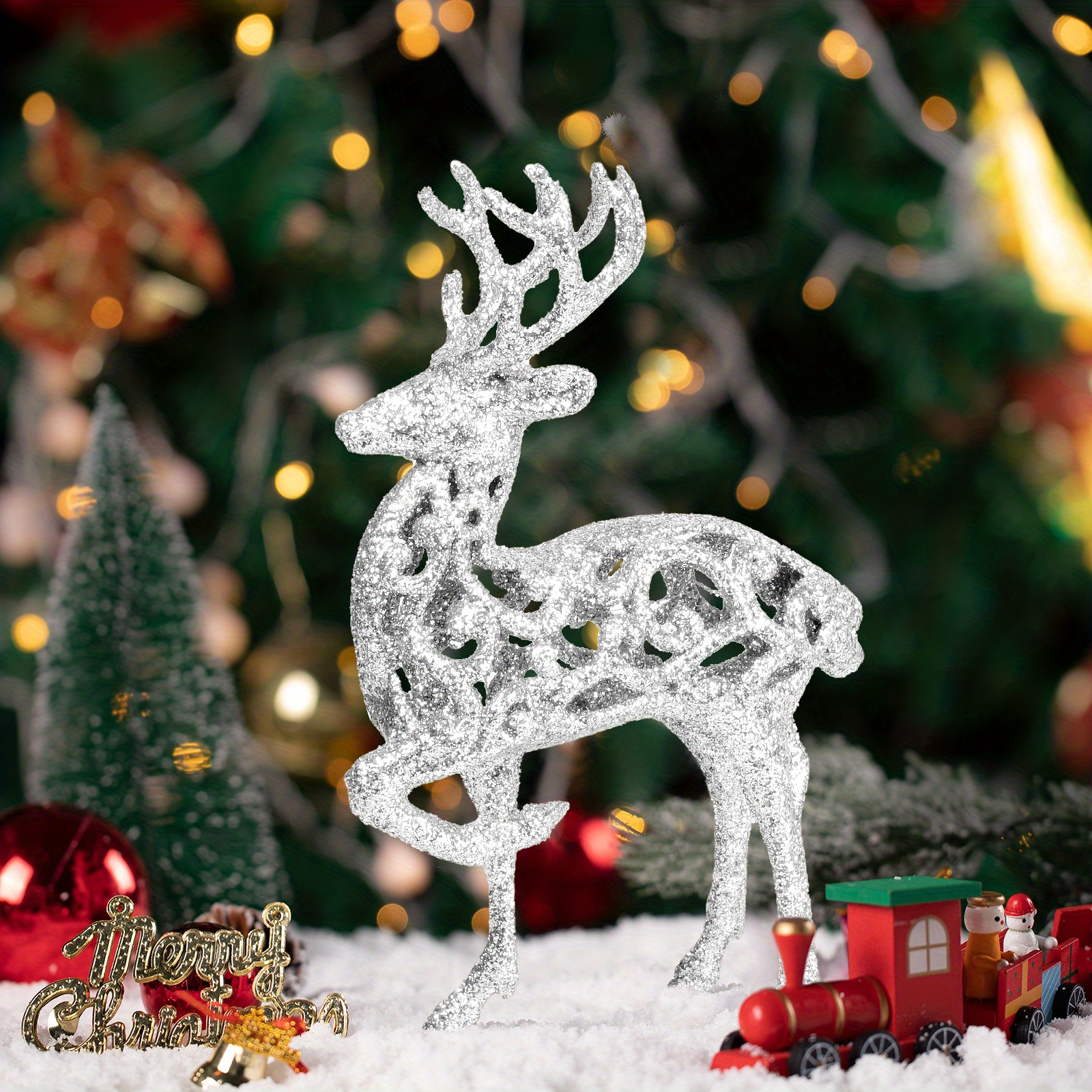 2pcs/6pcs Golden Christmas Reindeer Figurine, Christmas Deer Status For  Christmas Decorations, Reindeer Christmas Ornaments For Gifts Layout  Decorativ