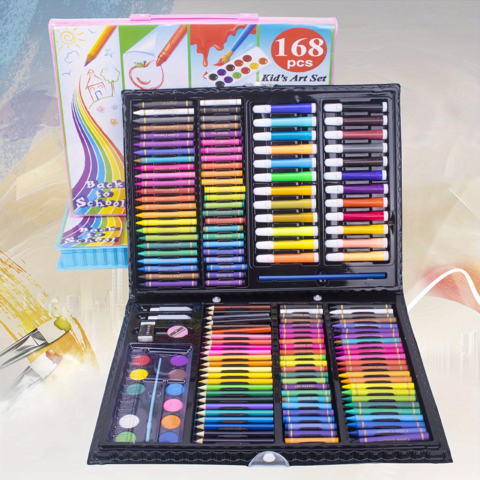 150pcs Random Painting Set With Brushes, Colored Pens, Art