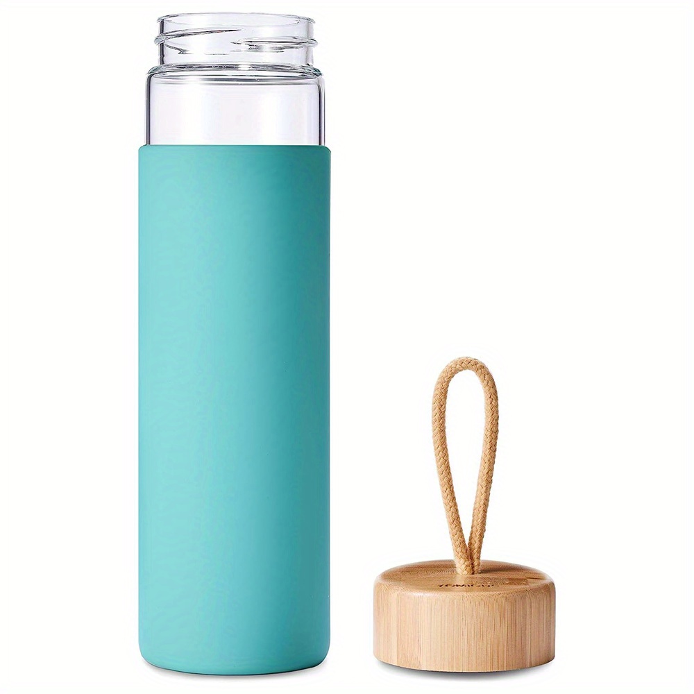 Bugucat Botella de Agua Cristal 1000 ML,Botella para Beber Botella de Agua  Cristal Reutilizable de Borosilicato,Cantimplora Botella de Cristal con  Tapa de Bambú con Estuche Protector, Sin-BPA : : Deportes y aire